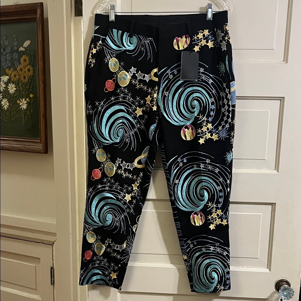 Black Galaxy Embroidered Pants